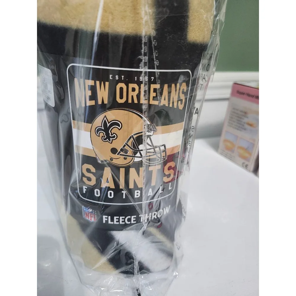 New Orleans Saints Fleeceh Throw Blanket Black Gold